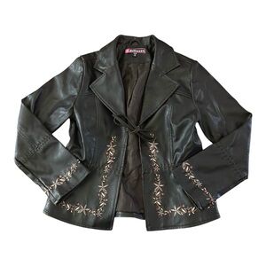 Dollhouse Y2K faux leather embroidered jacket 14/16